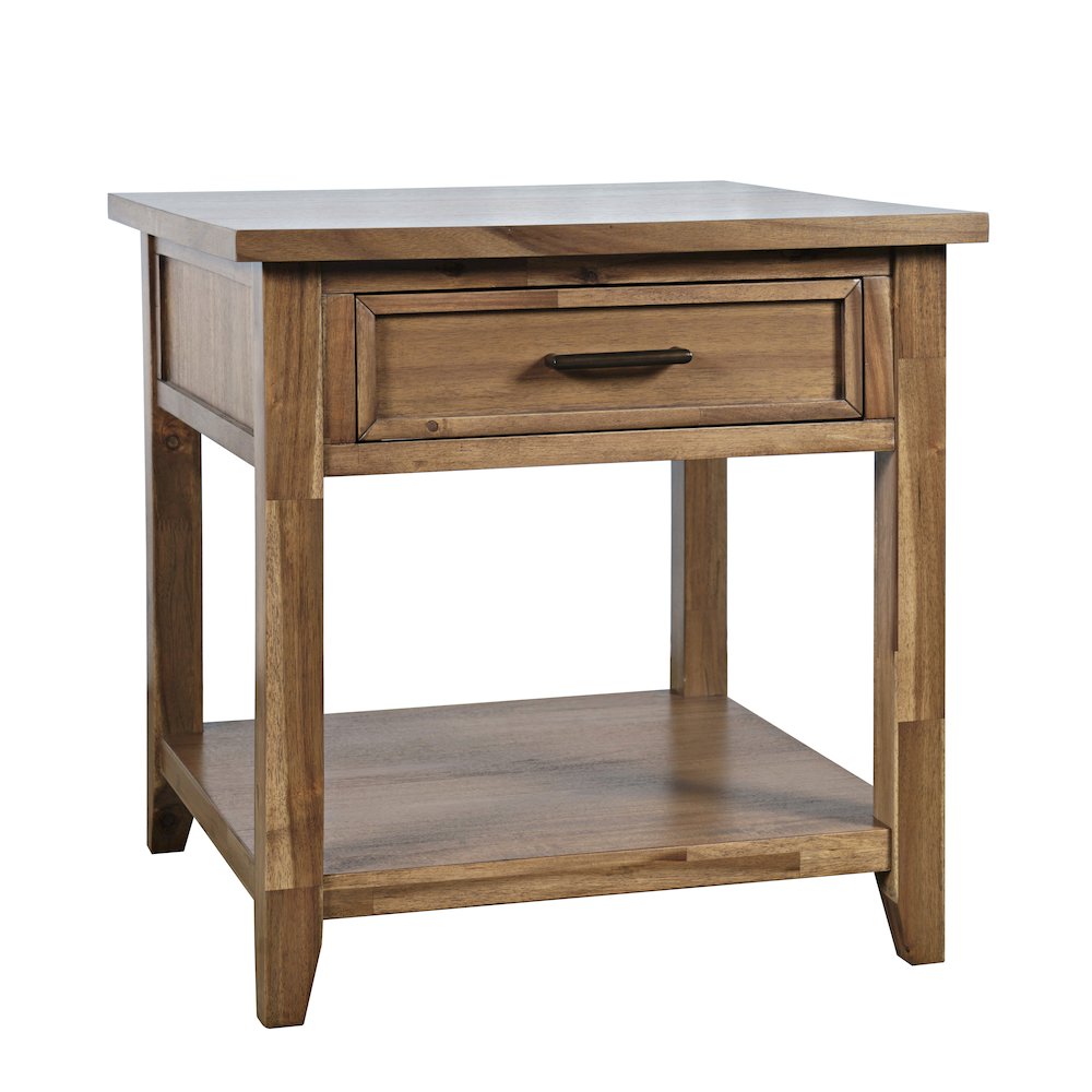 Claremont Transitional Rustic Wood Square End Table with Storage. Picture 2