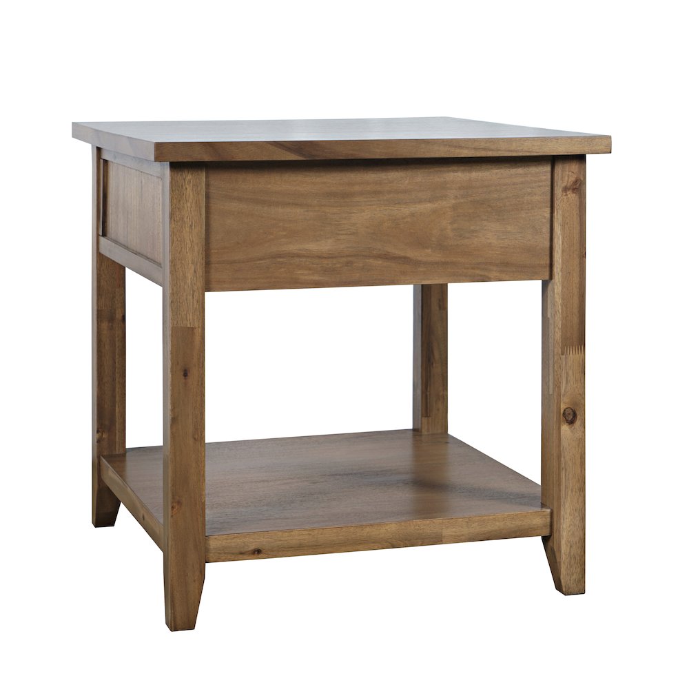 Claremont Transitional Rustic Wood Square End Table with Storage. Picture 7