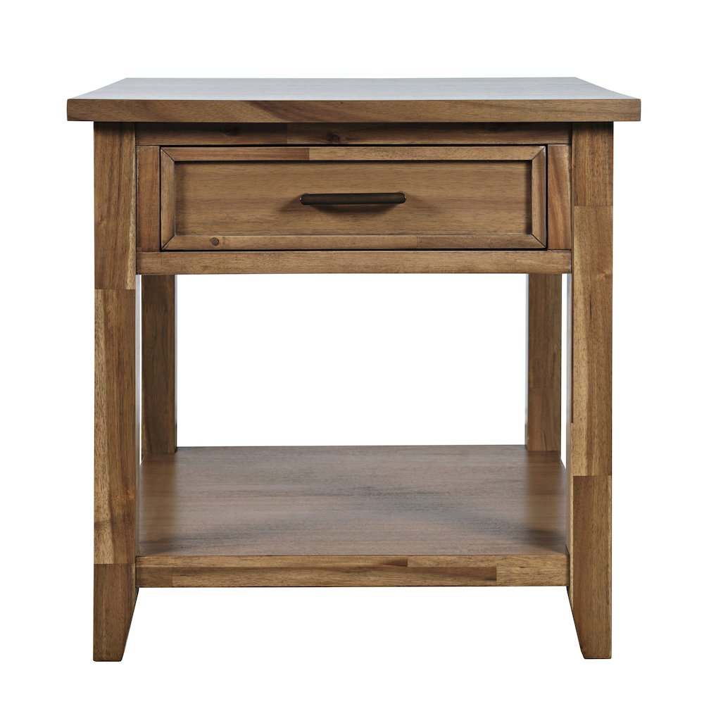 Claremont Transitional Rustic Wood Square End Table with Storage. Picture 1
