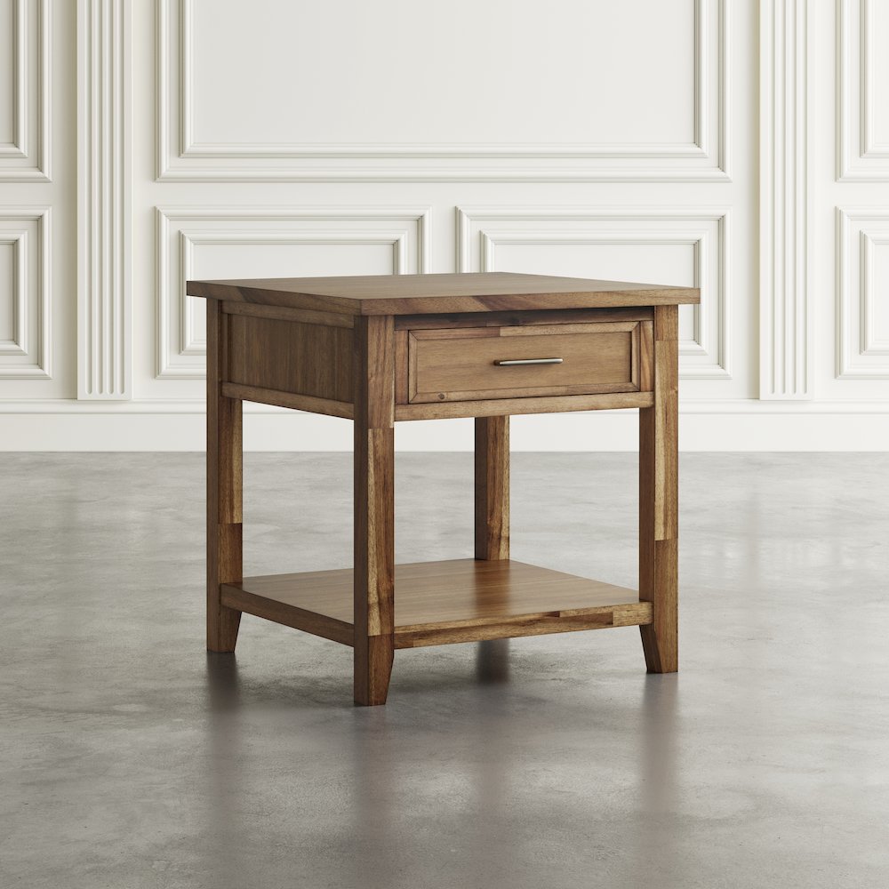 Claremont Transitional Rustic Wood Square End Table with Storage. Picture 10
