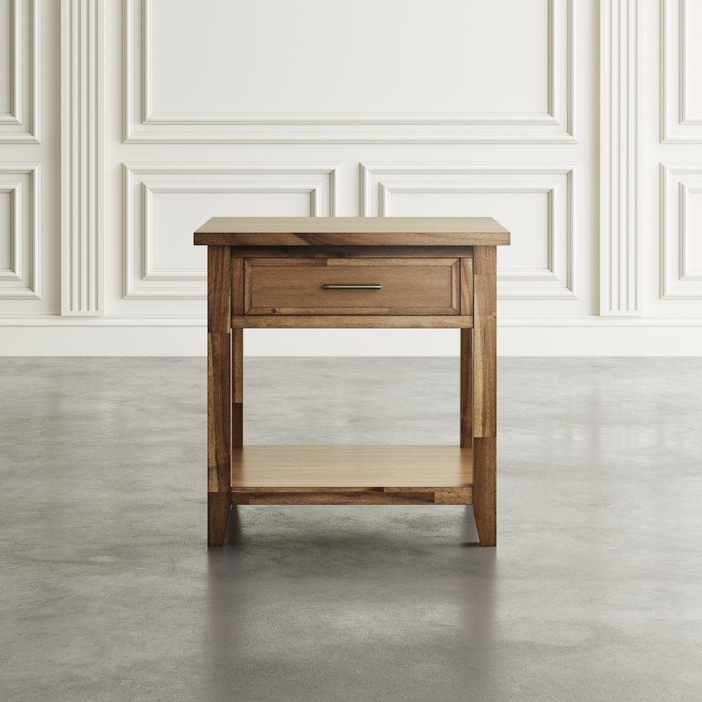 Claremont Transitional Rustic Wood Square End Table with Storage. Picture 9