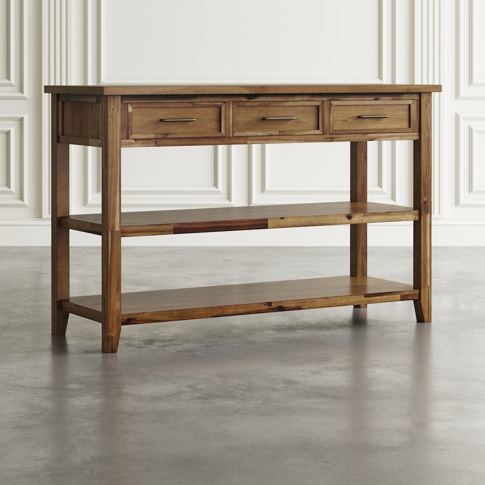 Claremont 50" Transitional Rustic Wood Sofa Console Table with Storage. Picture 10