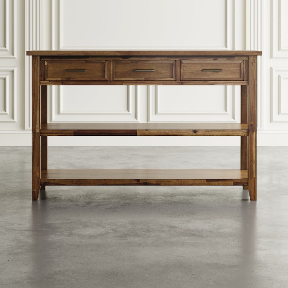 Claremont 50" Transitional Rustic Wood Sofa Console Table with Storage. Picture 9