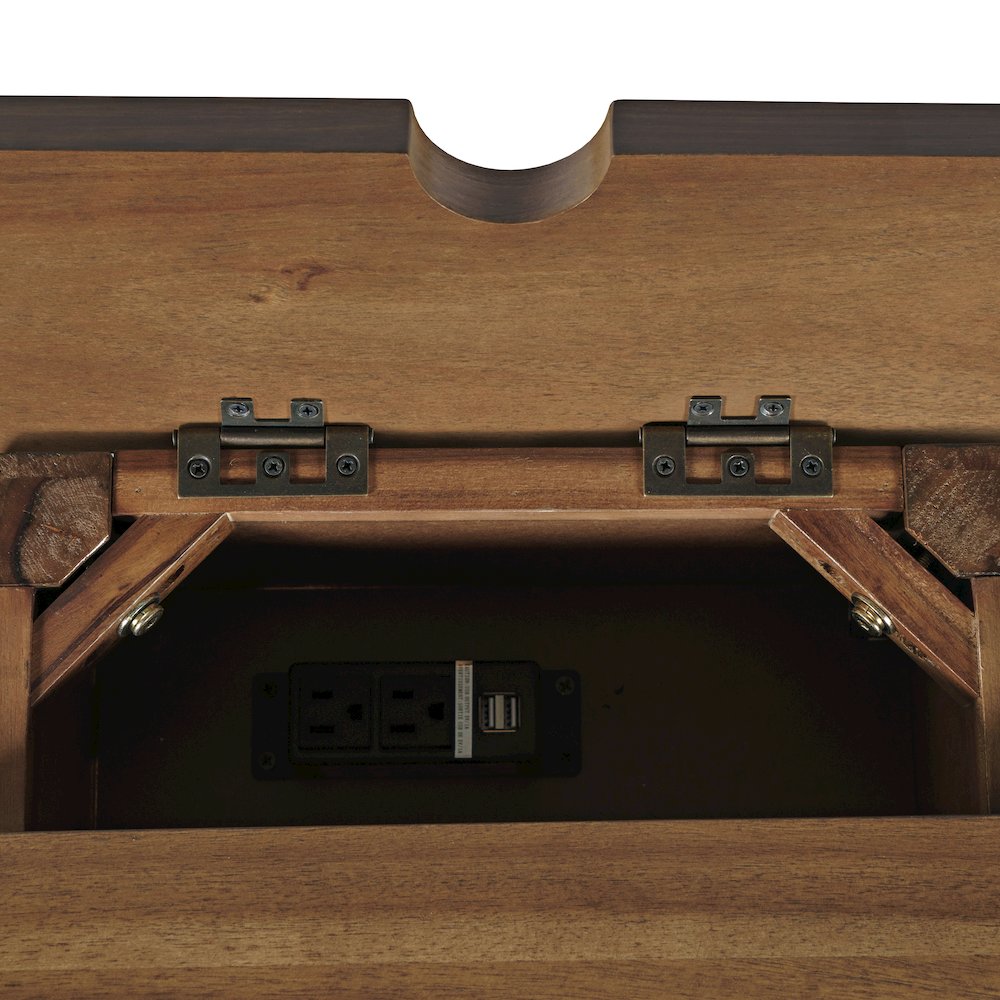 Claremont Transitional Rustic Wood USB Charging End Table with Storage. Picture 5