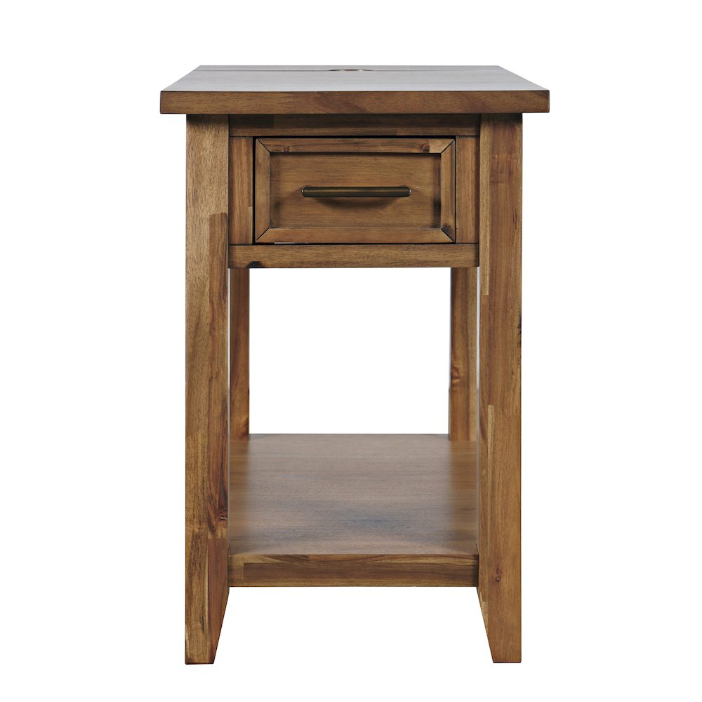 Claremont Transitional Rustic Wood USB Charging End Table with Storage. Picture 1