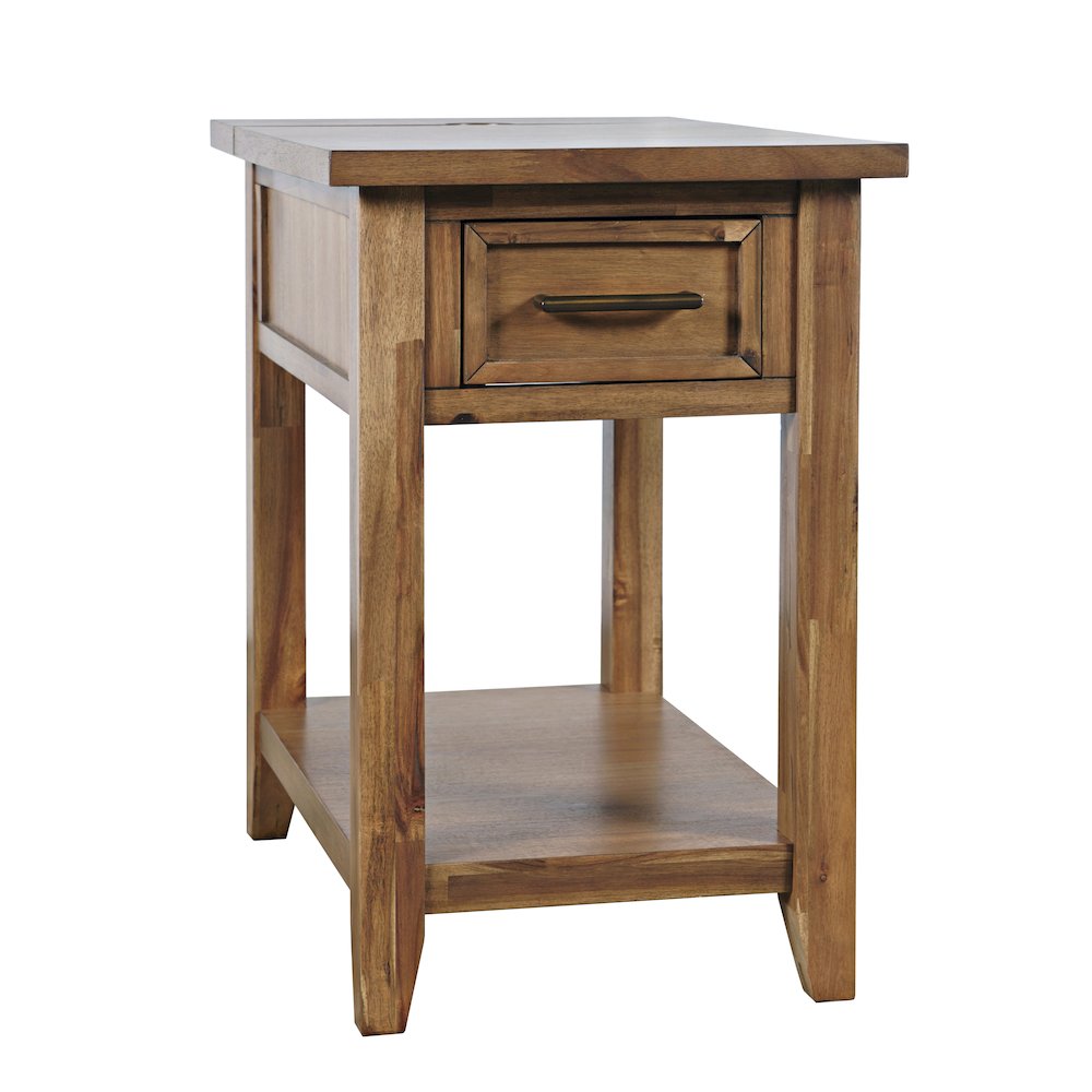 Claremont Transitional Rustic Wood USB Charging End Table with Storage. Picture 2