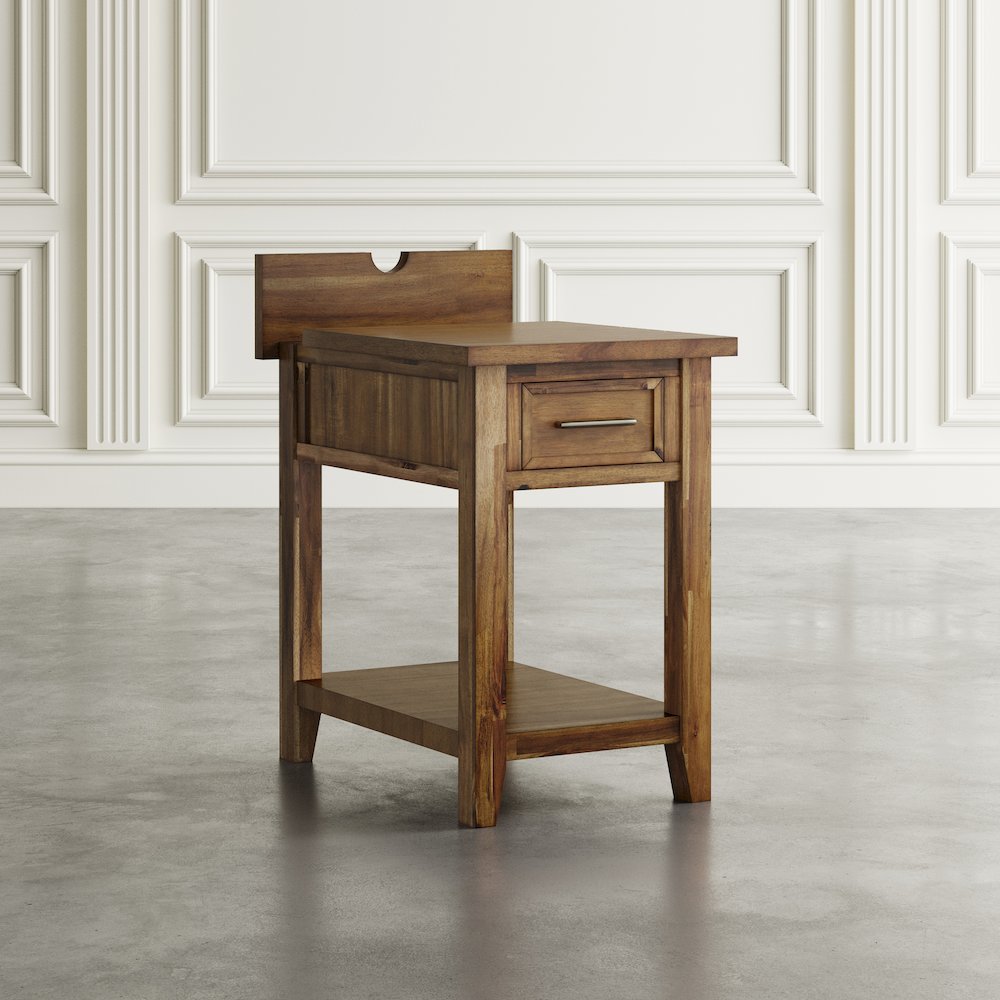 Claremont Transitional Rustic Wood USB Charging End Table with Storage. Picture 12