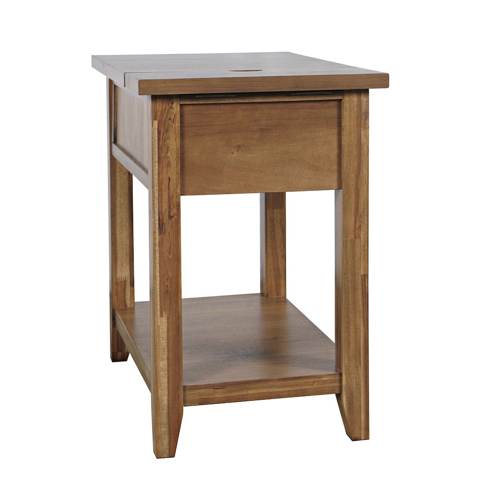 Claremont Transitional Rustic Wood USB Charging End Table with Storage. Picture 7
