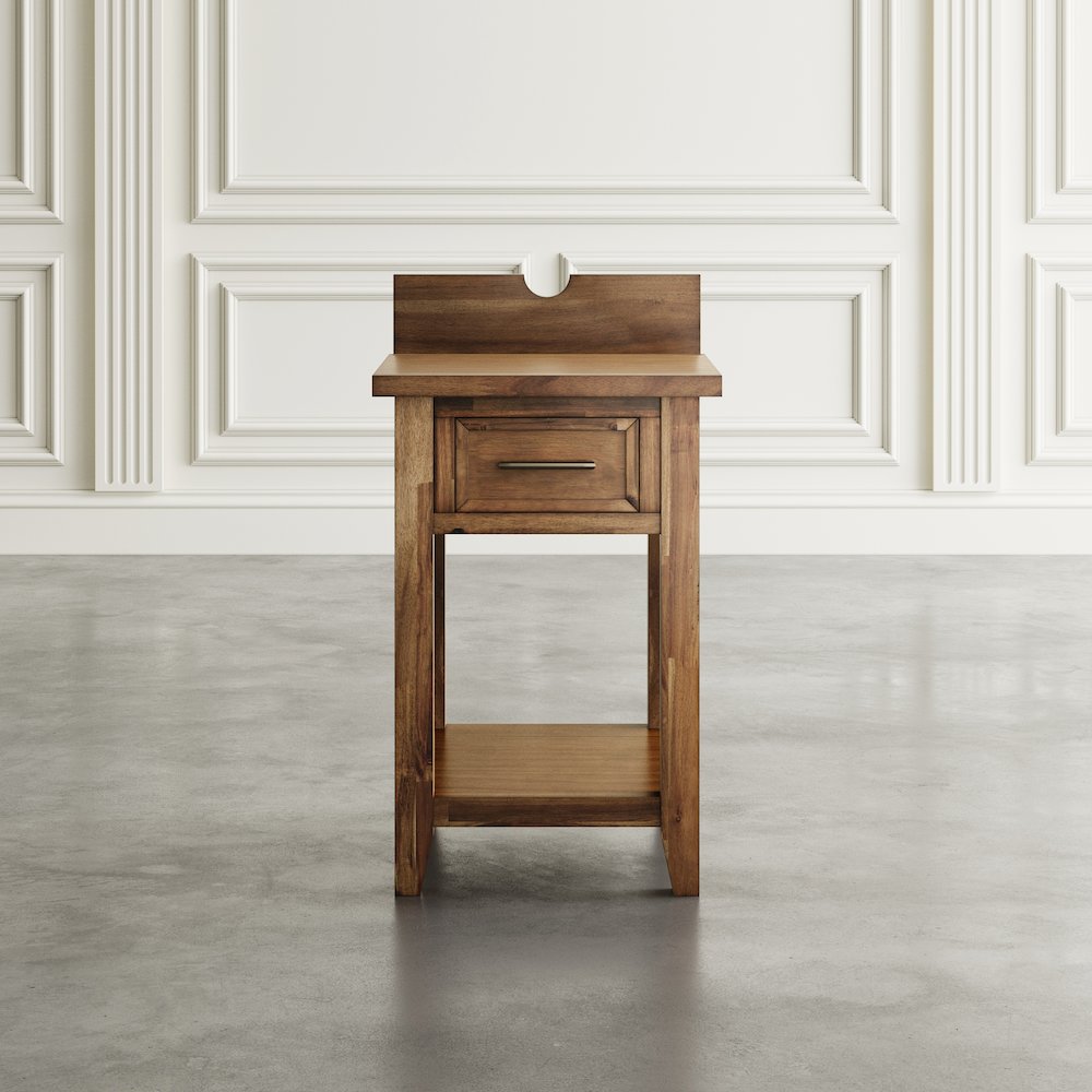 Claremont Transitional Rustic Wood USB Charging End Table with Storage. Picture 11