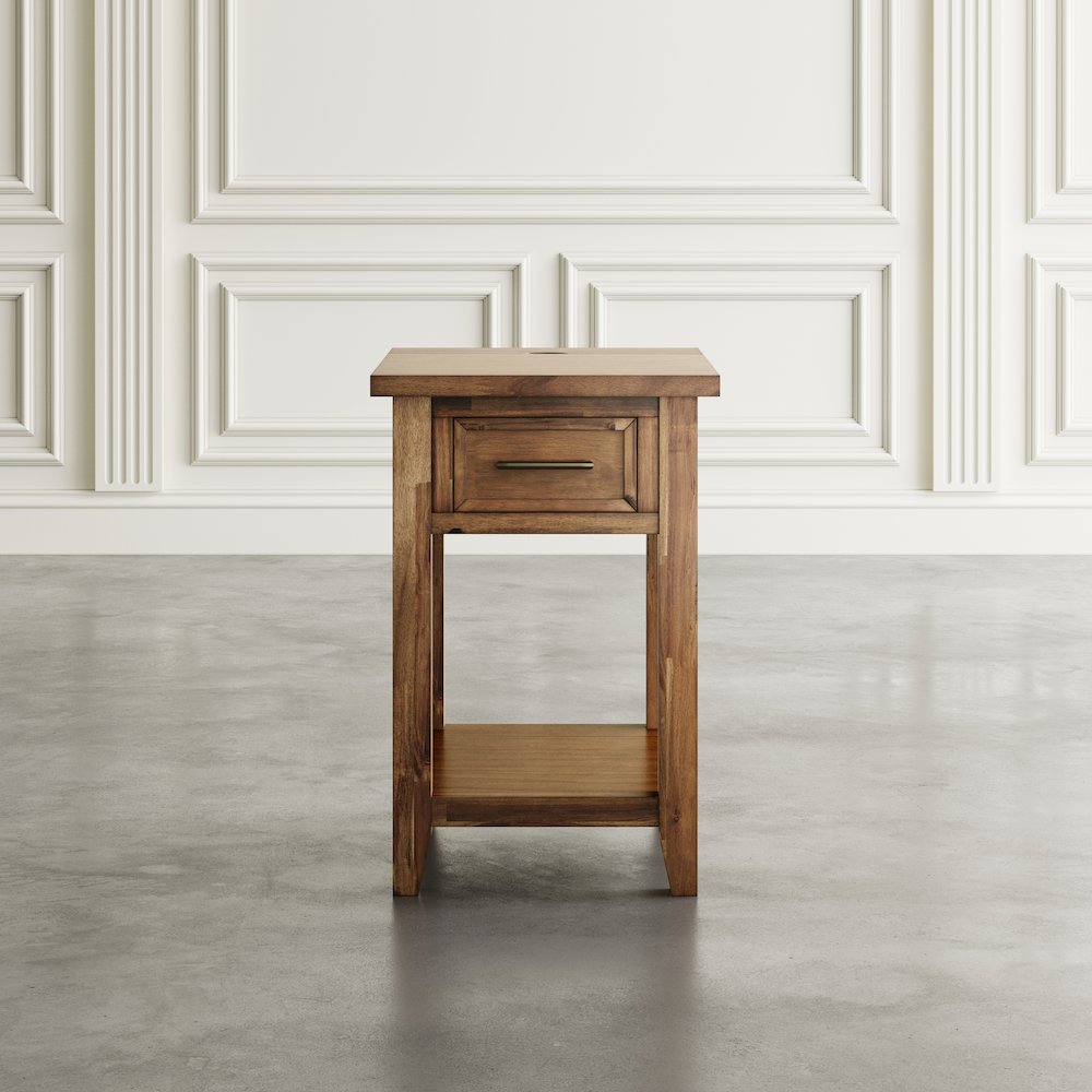 Claremont Transitional Rustic Wood USB Charging End Table with Storage. Picture 10