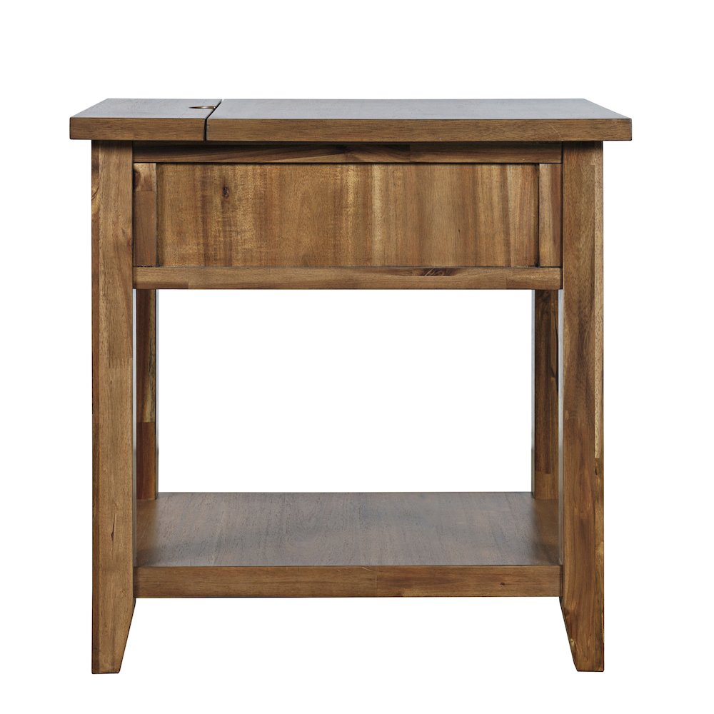 Claremont Transitional Rustic Wood USB Charging End Table with Storage. Picture 8