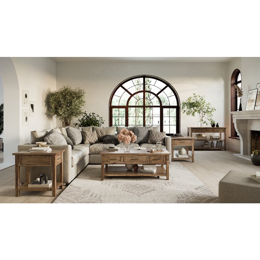 Claremont 50" Transitional Rustic Wood Sofa Console Table with Storage. Picture 8