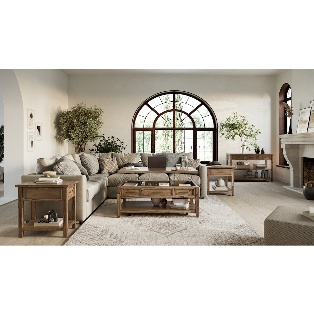 Claremont 50" Transitional Rustic Wood Sofa Console Table with Storage. Picture 11