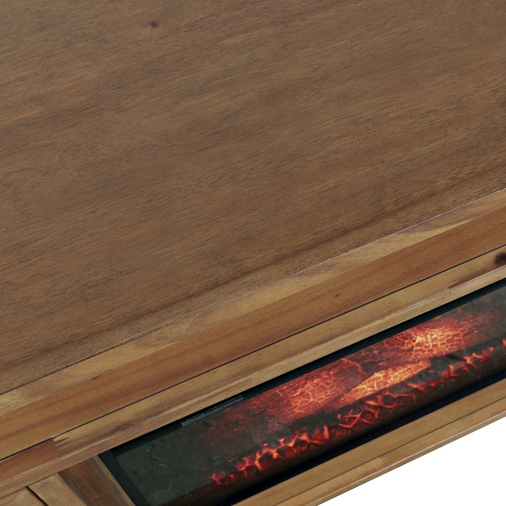Transitional Rustic 32" Electric Fireplace Wire Brushed Console TV Stand. Picture 5