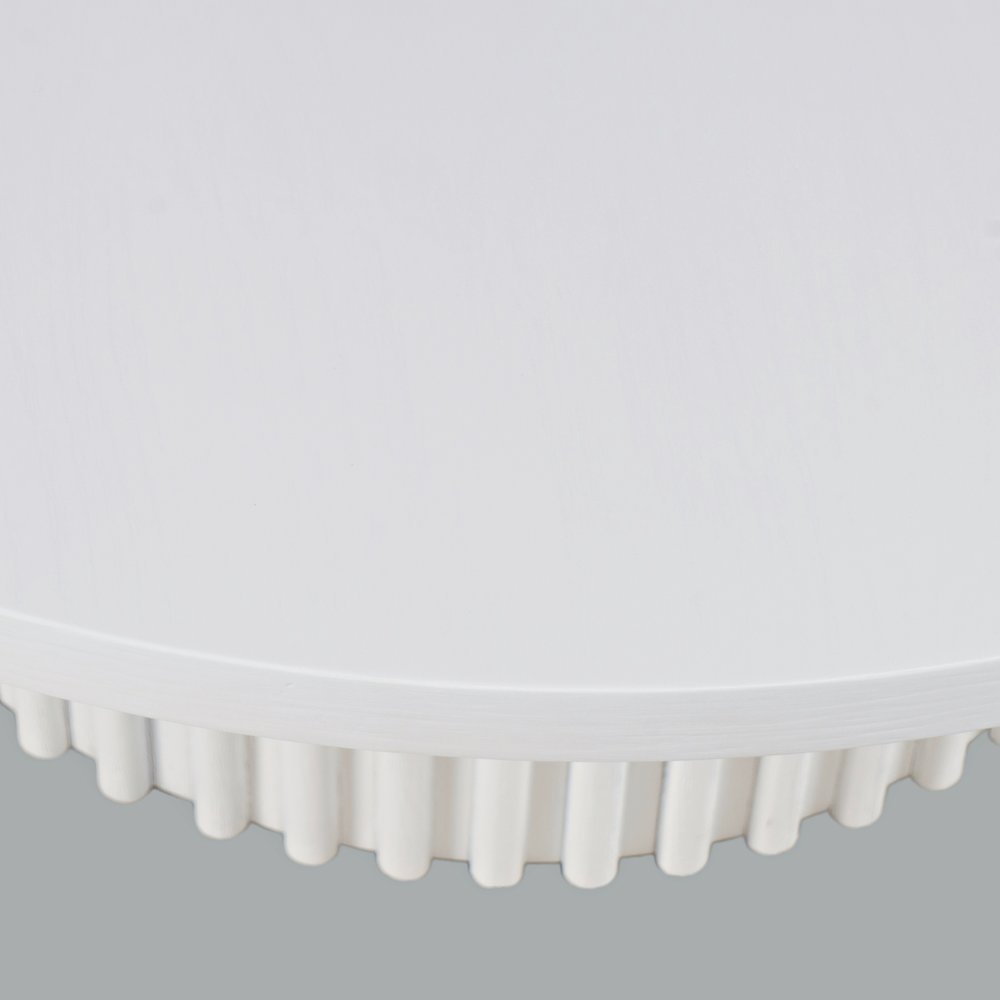 40" Round Mid-Century Fluted Pedestal Base Coffee Table with Caster Wheels. Picture 3