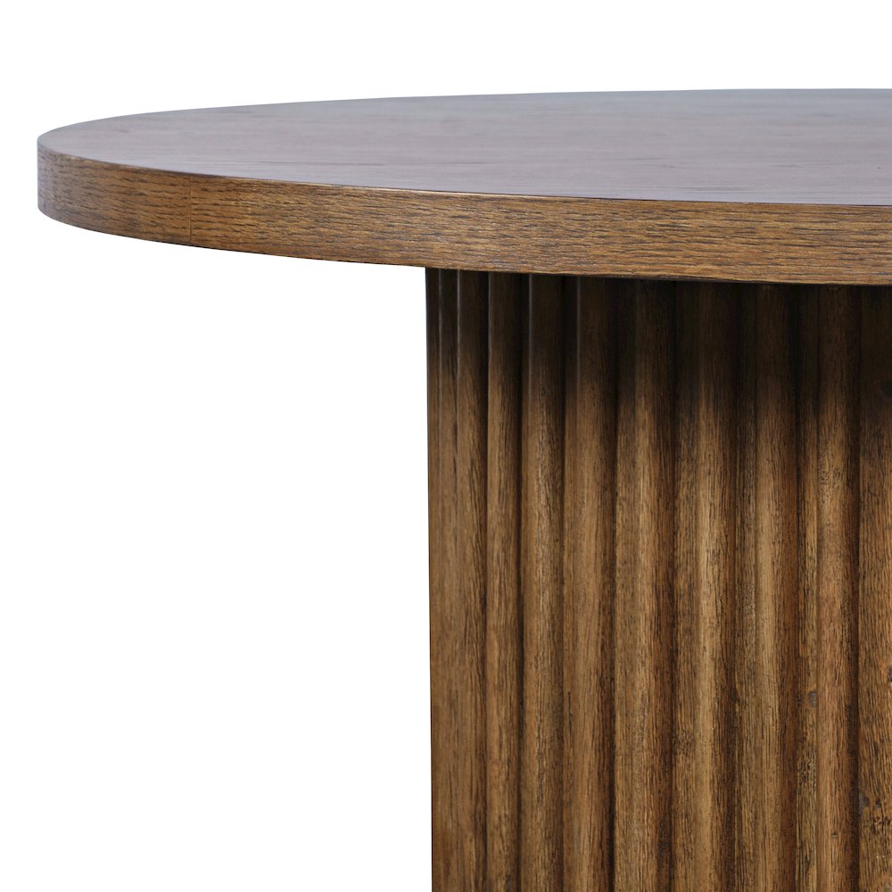 40" Round Mid-Century Modern Fluted Pedestal Base Coffee Table. Picture 4