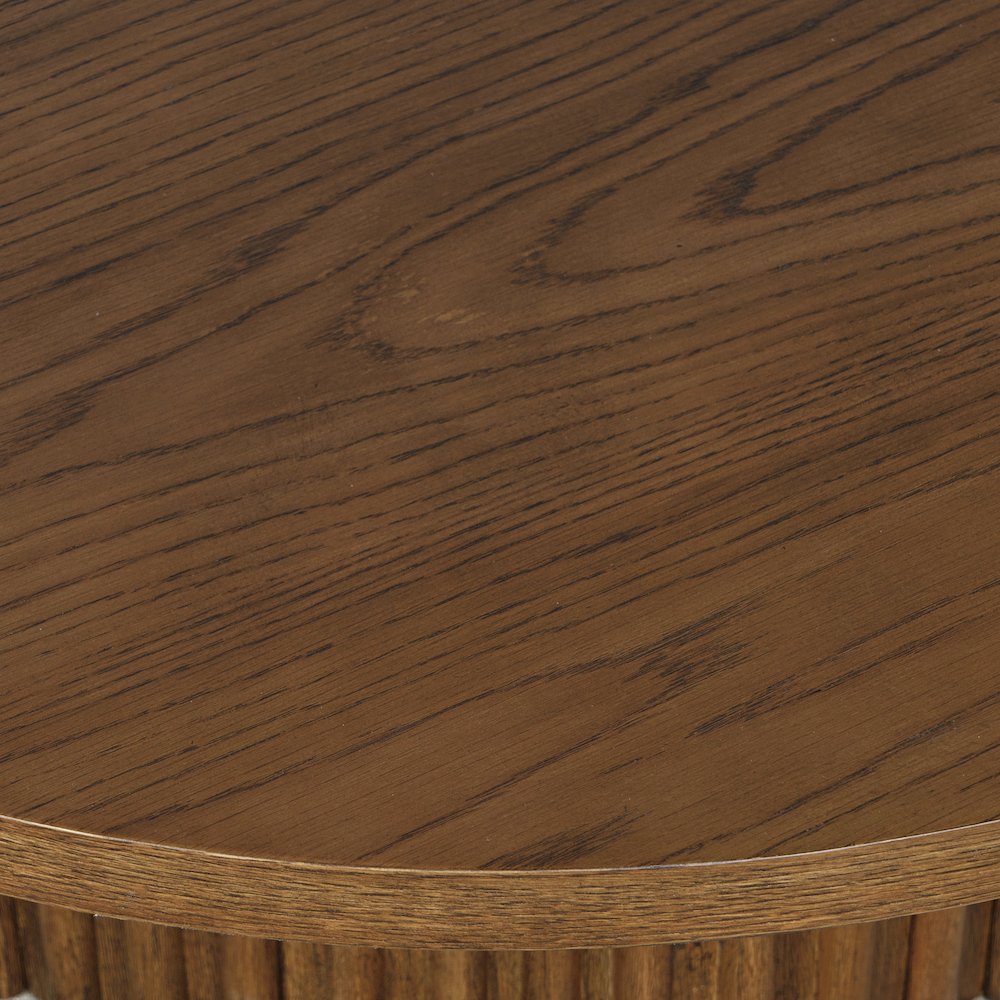 40" Round Mid-Century Modern Fluted Pedestal Base Coffee Table. Picture 3