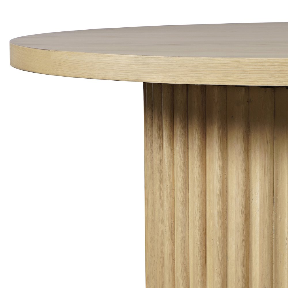 40" Round Mid-Century Modern Fluted Pedestal Base Coffee Table. Picture 4