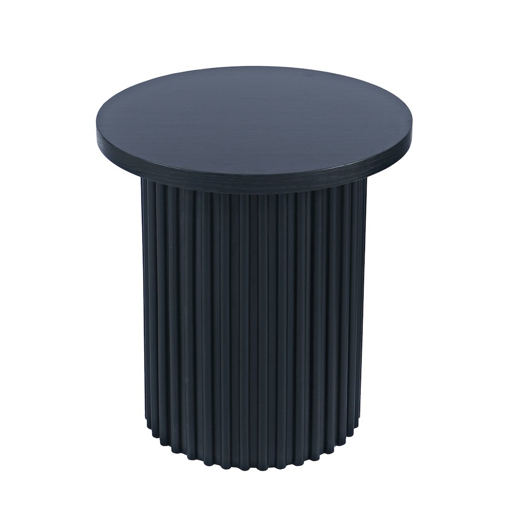 Auden 24" Round Mid-Century Modern Fluted Pedestal Base End Table. Picture 2