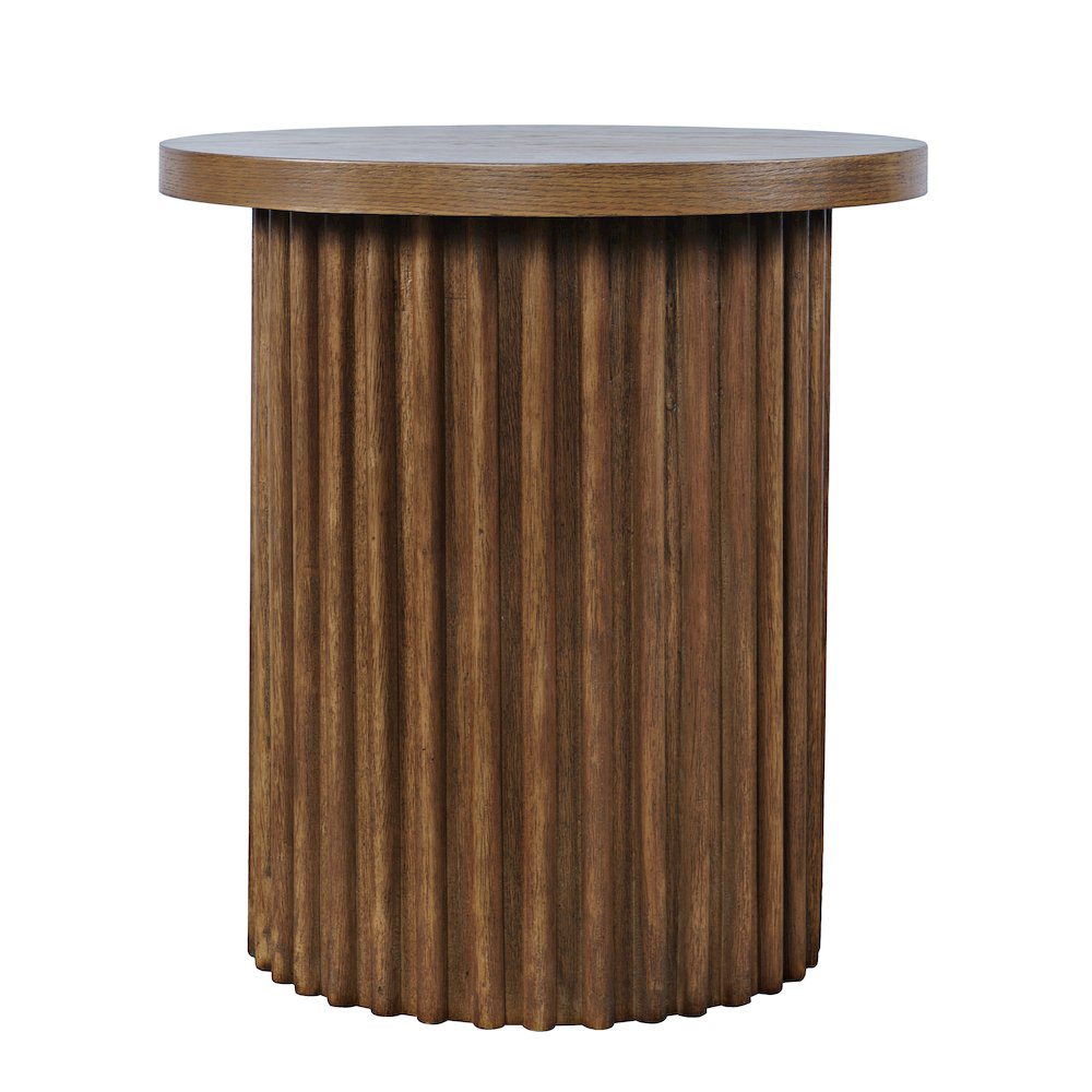 Auden 24" Round Mid-Century Modern Fluted Pedestal Base End Table. Picture 1