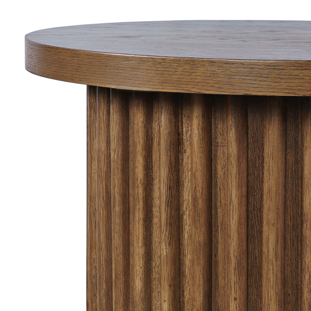 Auden 24" Round Mid-Century Modern Fluted Pedestal Base End Table. Picture 3