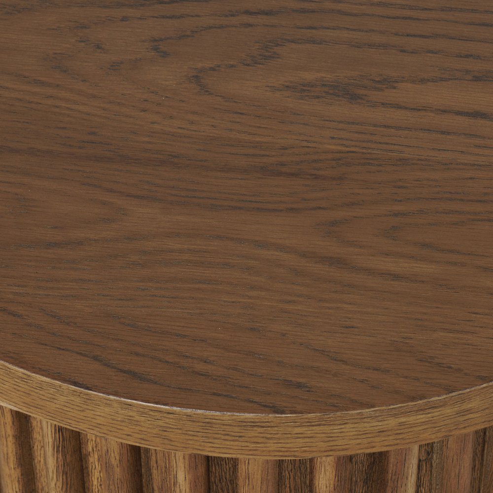 Auden 24" Round Mid-Century Modern Fluted Pedestal Base End Table. Picture 4