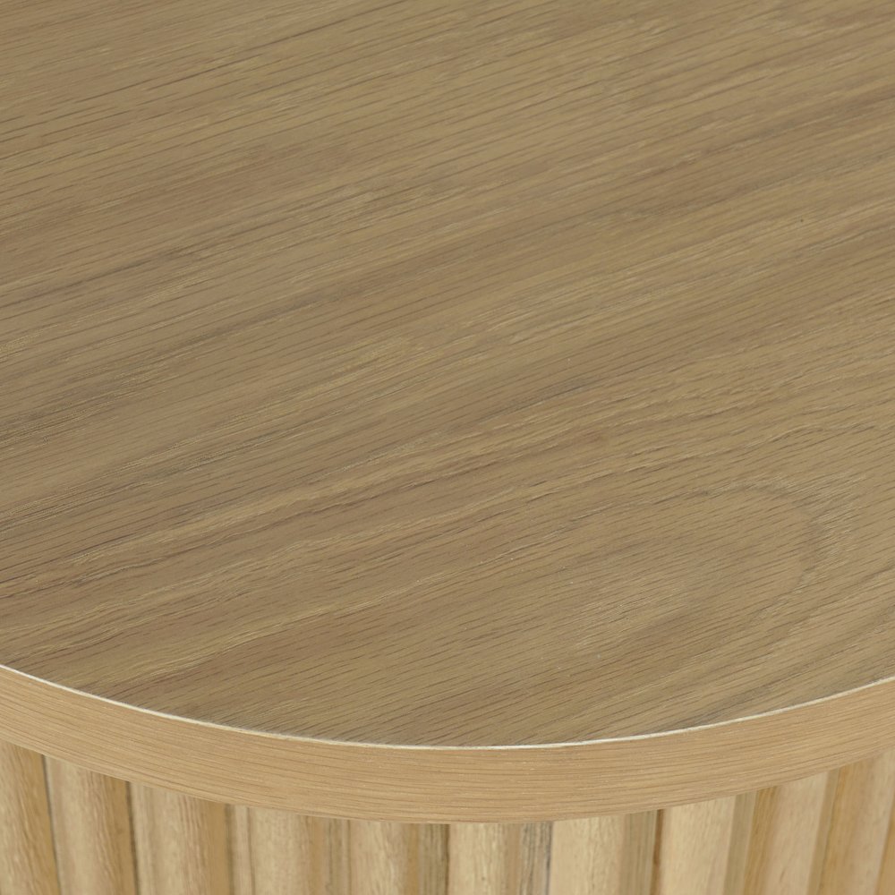 Auden 24" Round Mid-Century Modern Fluted Pedestal Base End Table. Picture 3