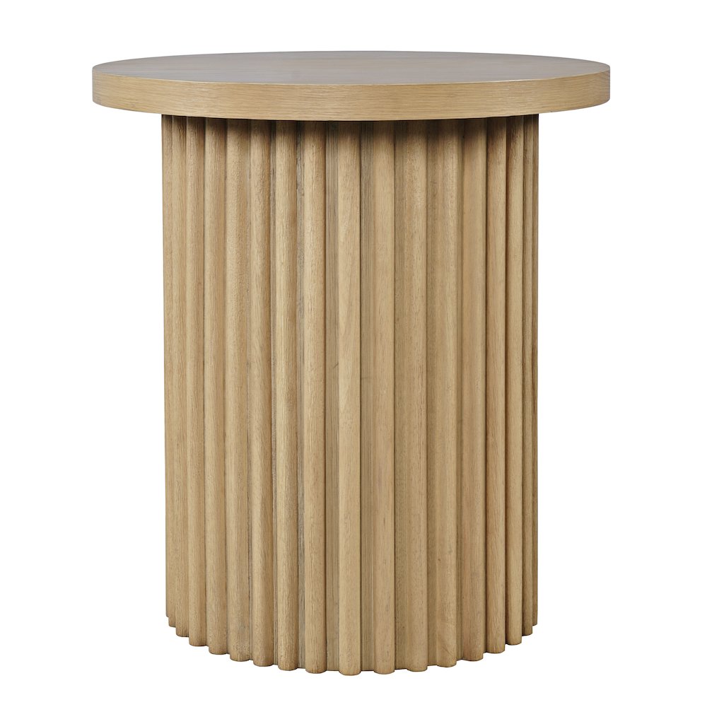Auden 24" Round Mid-Century Modern Fluted Pedestal Base End Table. Picture 1