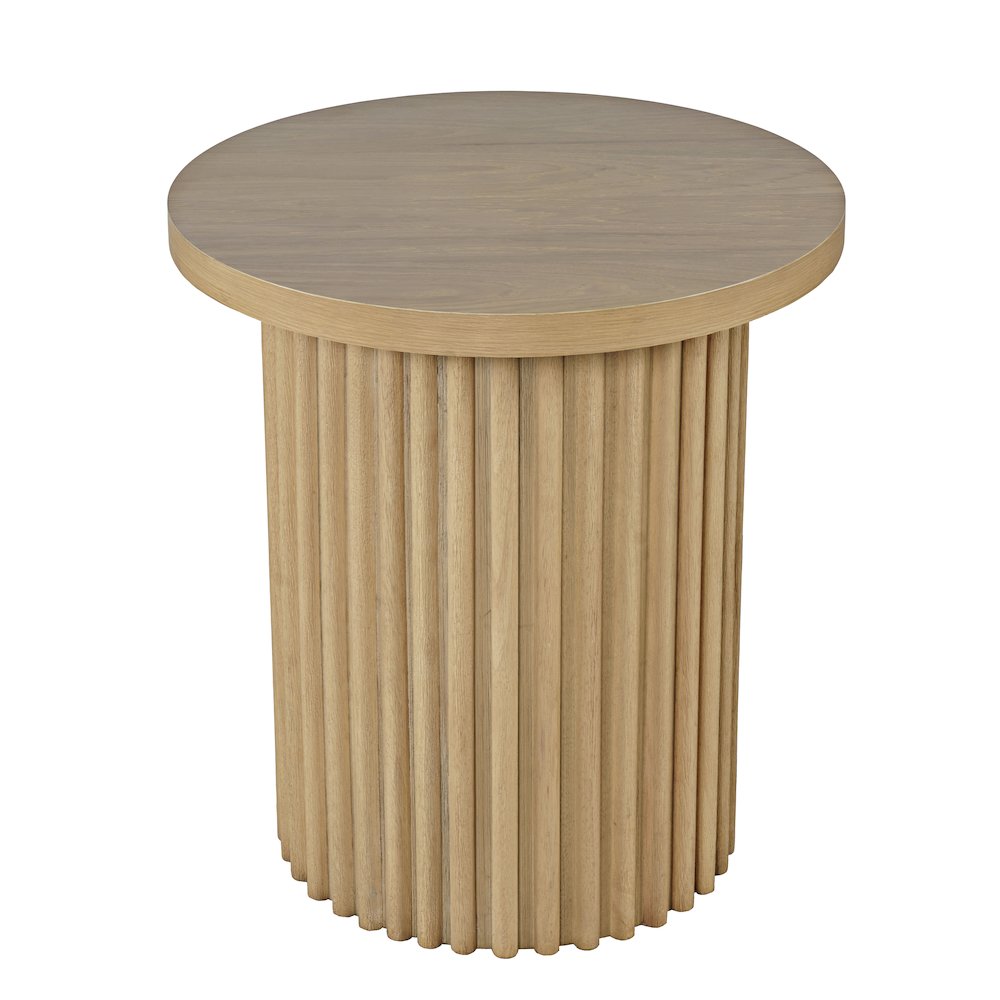 Auden 24" Round Mid-Century Modern Fluted Pedestal Base End Table. Picture 2