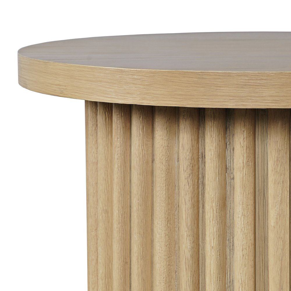 Auden 24" Round Mid-Century Modern Fluted Pedestal Base End Table. Picture 4