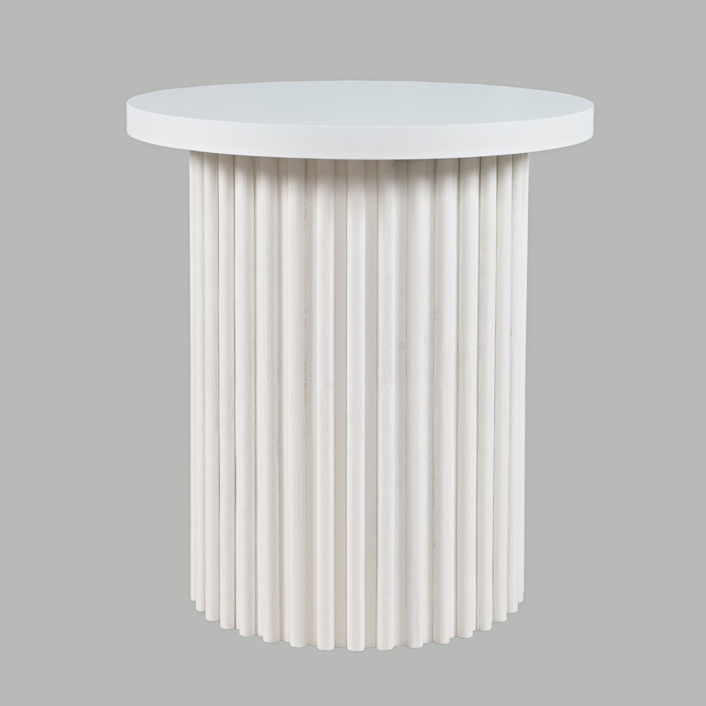 Auden 24" Round Mid-Century Modern Fluted Pedestal Base End Table. Picture 1