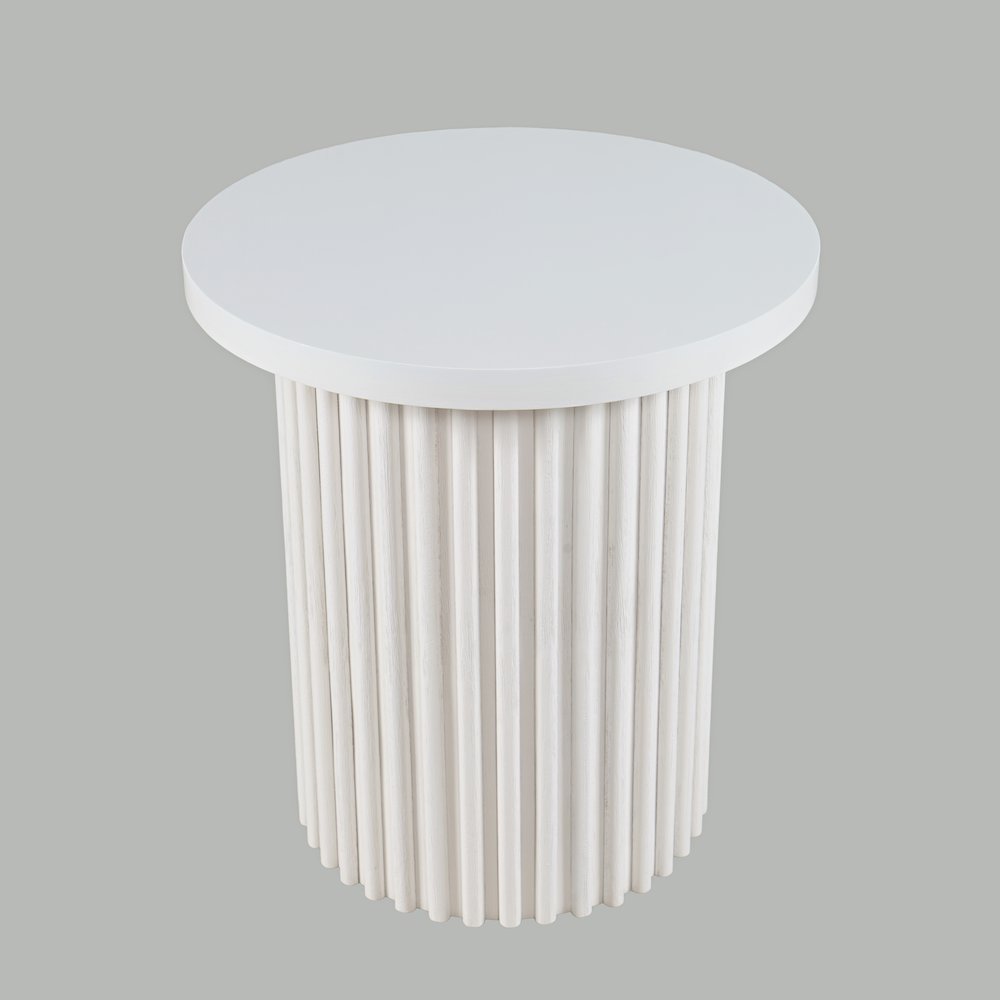Auden 24" Round Mid-Century Modern Fluted Pedestal Base End Table. Picture 2