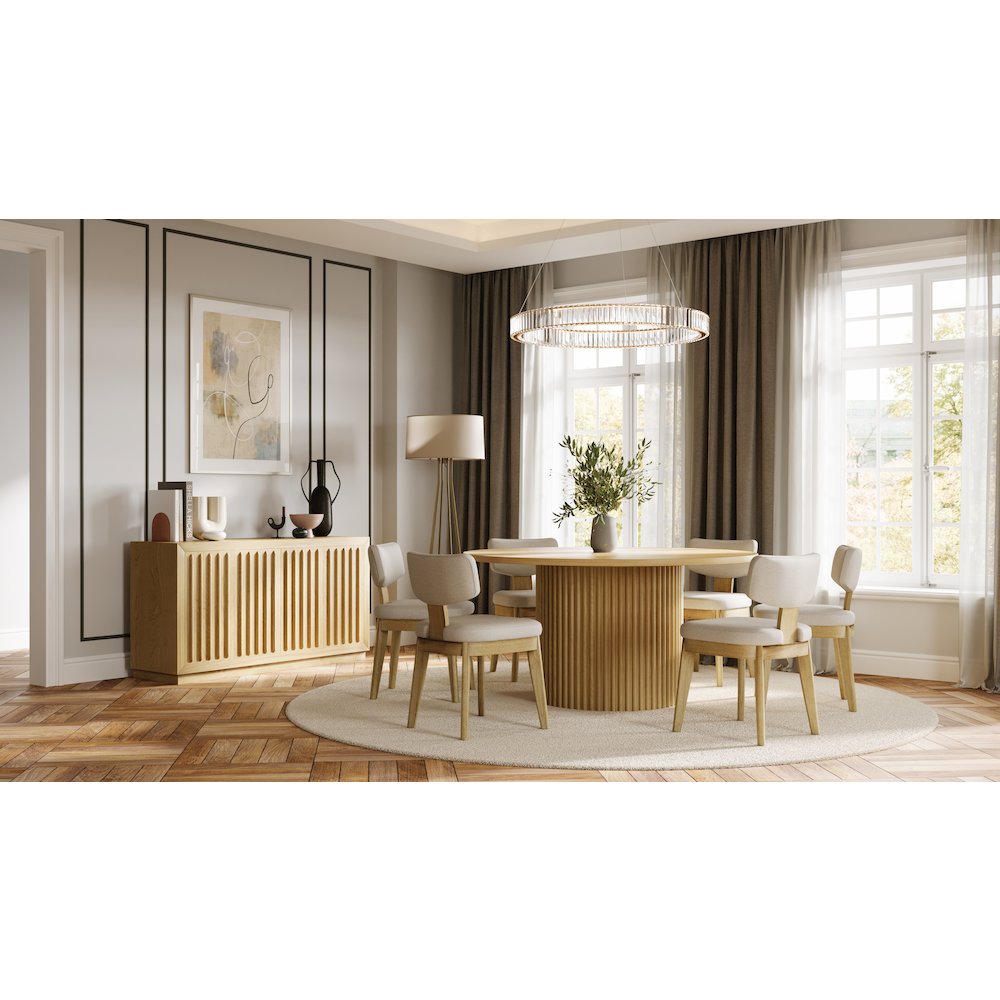 Maven 60" Mid-Century Modern Fluted Four Door Sideboard Storage Cabinet. Picture 12