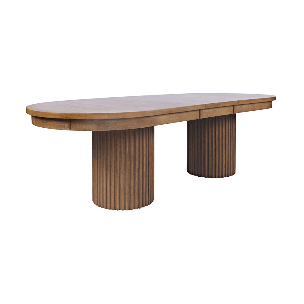 Auden Mid-Century Modern 102" Double Pedestal Dining Table. Picture 2