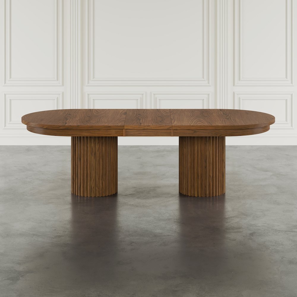 Auden Mid-Century Modern 102" Double Pedestal Dining Table. Picture 7