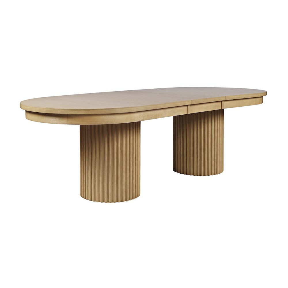 Auden Mid-Century Modern 102" Double Pedestal Dining Table. Picture 2
