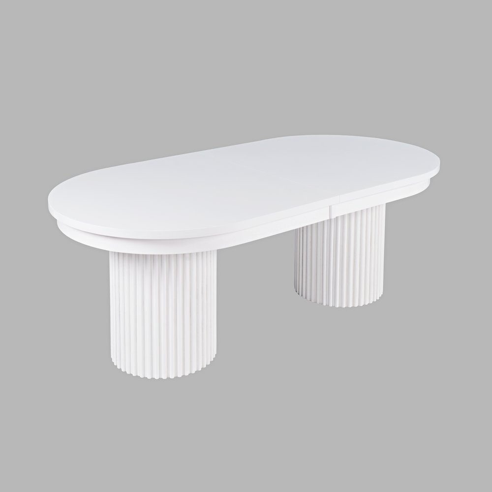 Auden Mid-Century Modern 102" Double Pedestal Dining Table. Picture 4