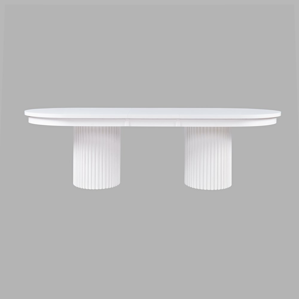 Auden Mid-Century Modern 102" Double Pedestal Dining Table. Picture 1
