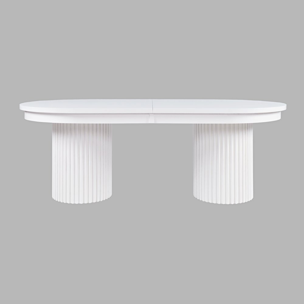 Auden Mid-Century Modern 102" Double Pedestal Dining Table. Picture 5