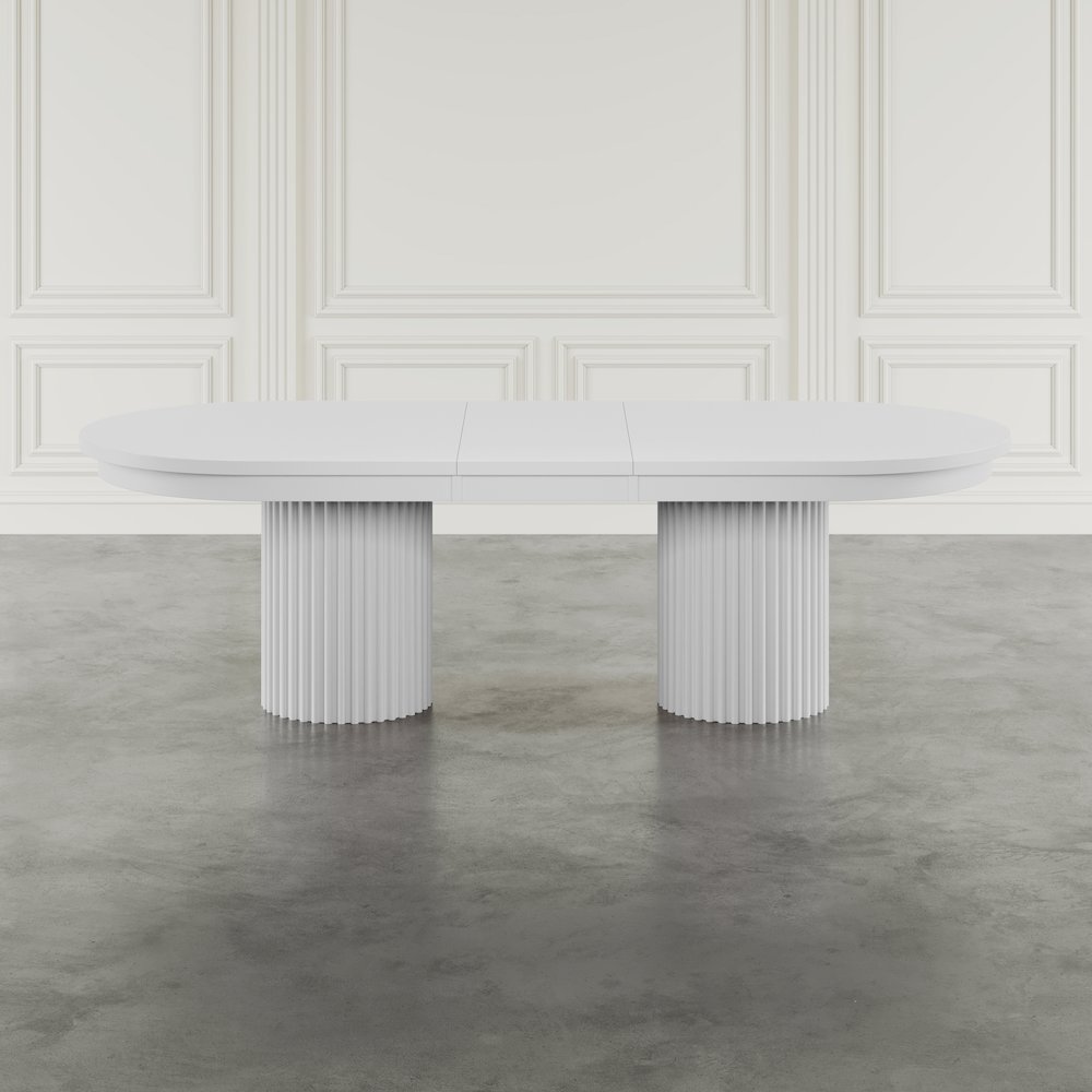 Auden Mid-Century Modern 102" Double Pedestal Dining Table. Picture 7