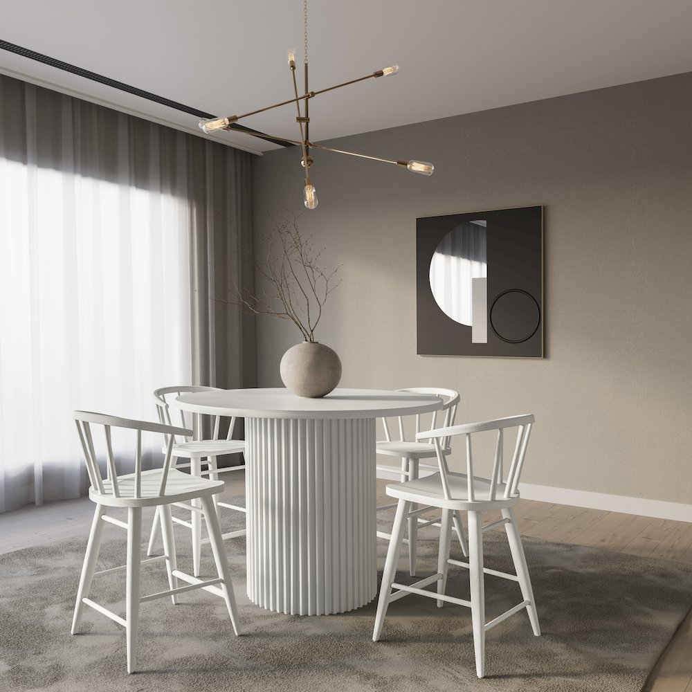 5-Piece Counter Height Dining Set with Round Table and Spindle Back Barstools. Picture 7