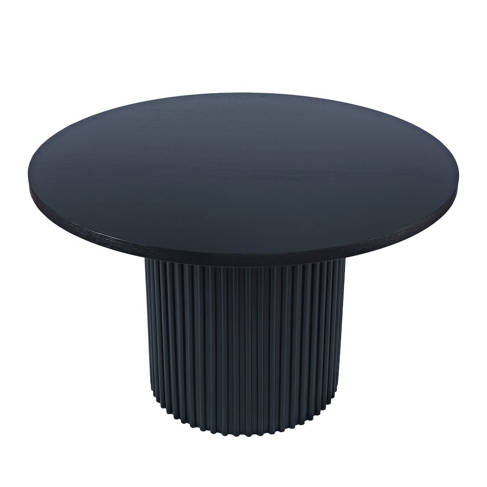 Auden 48" Round Mid-Century Modern Fluted Pedestal Base Dining Table. Picture 3
