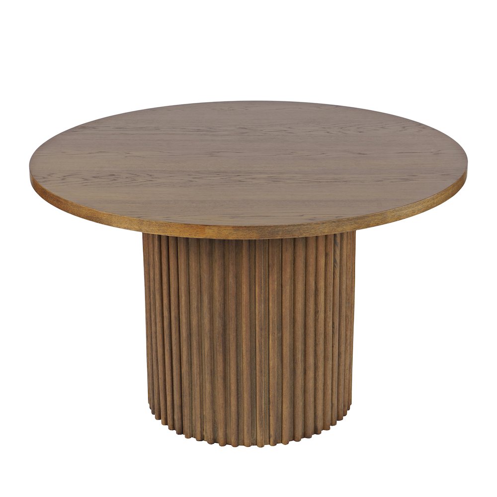 Auden 48" Round Mid-Century Modern Fluted Pedestal Base Dining Table. Picture 3