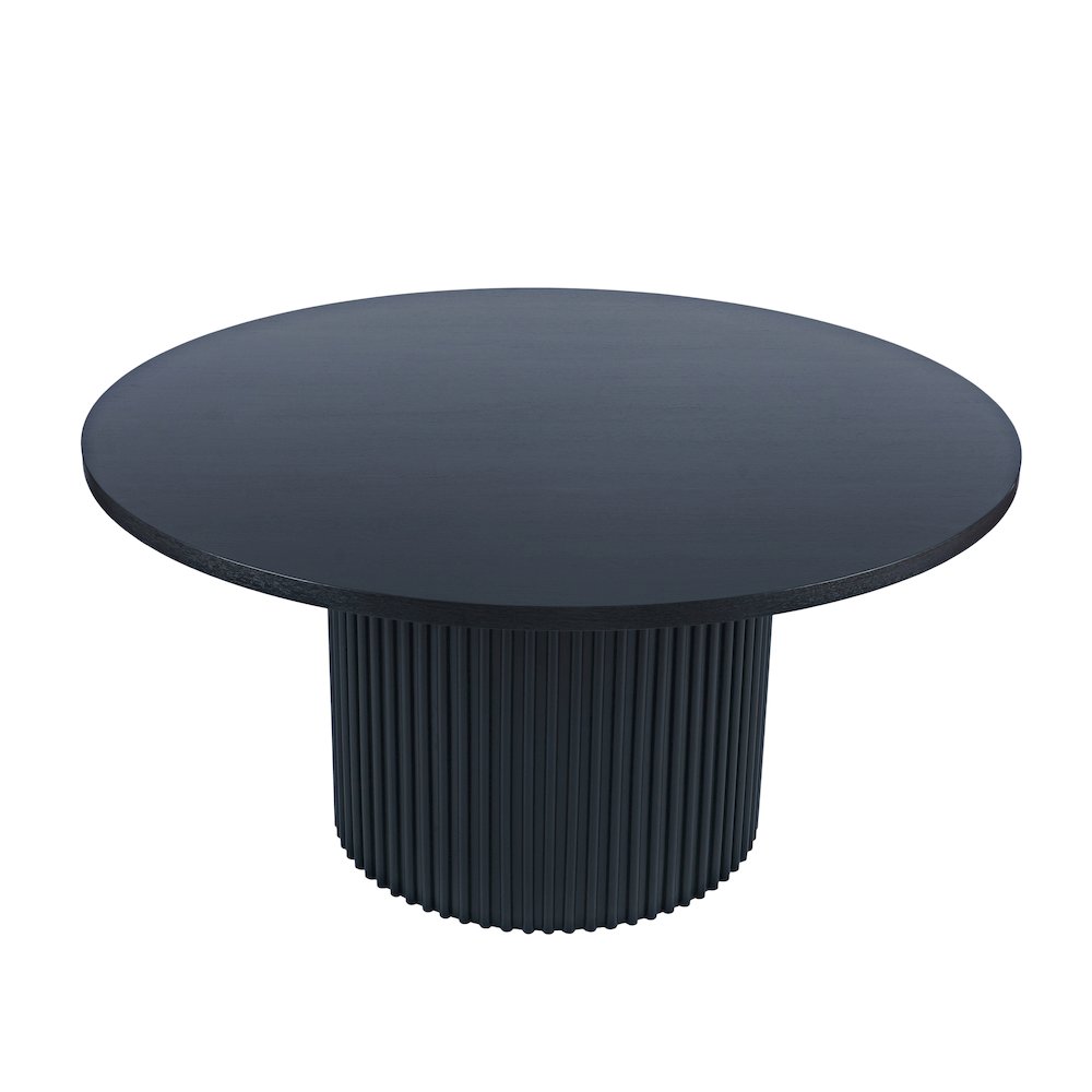 Auden 60" Round Mid-Century Modern Fluted Pedestal Base Dining Table. Picture 3