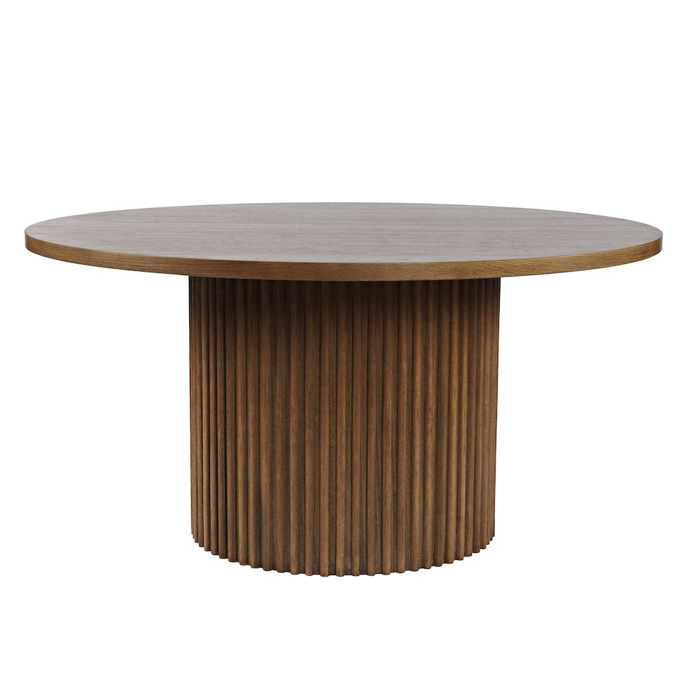 Auden 60" Round Mid-Century Modern Fluted Pedestal Base Dining Table. Picture 1