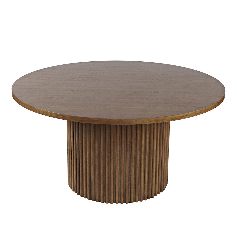 Auden 60" Round Mid-Century Modern Fluted Pedestal Base Dining Table. Picture 3
