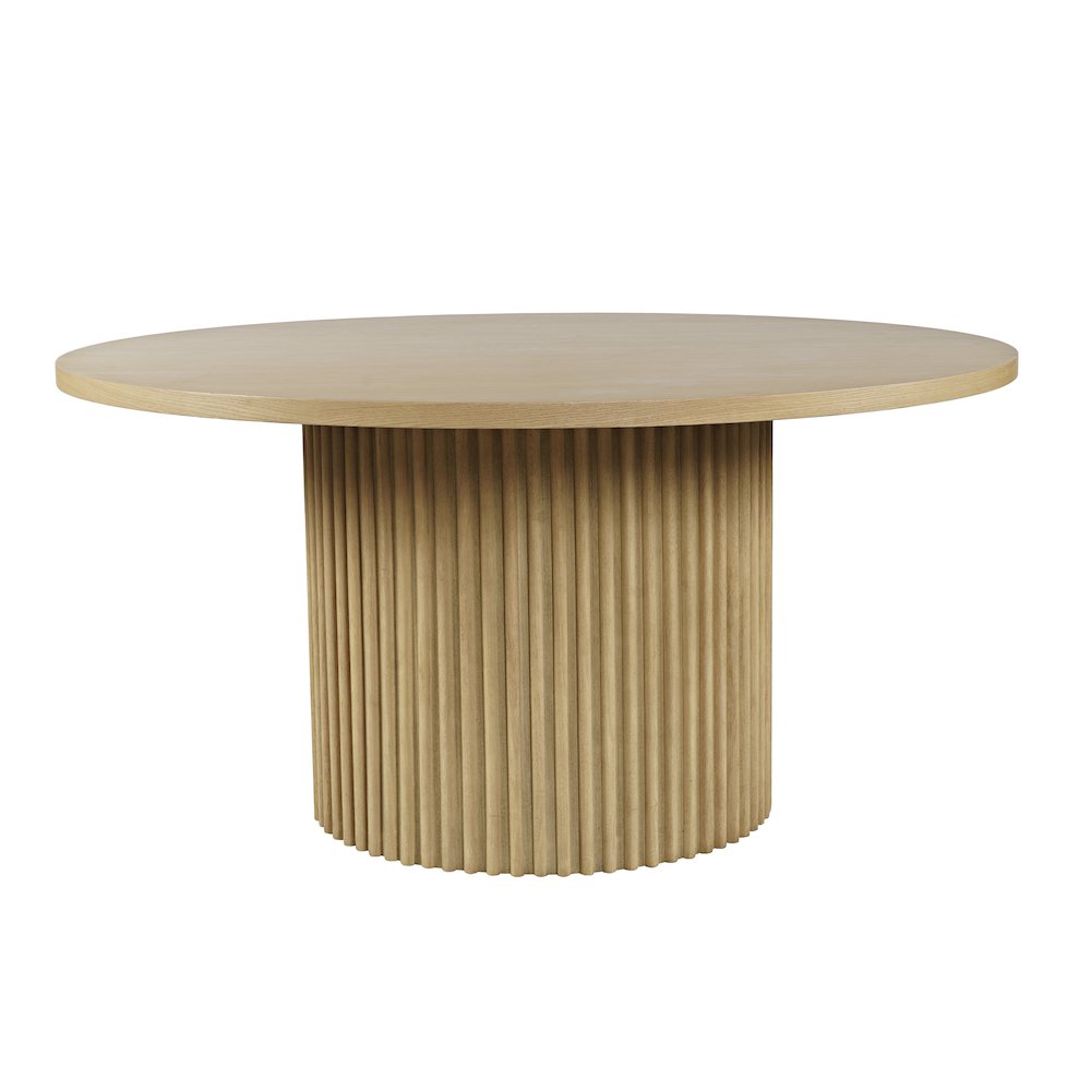 Auden 60" Round Mid-Century Modern Fluted Pedestal Base Dining Table. Picture 1