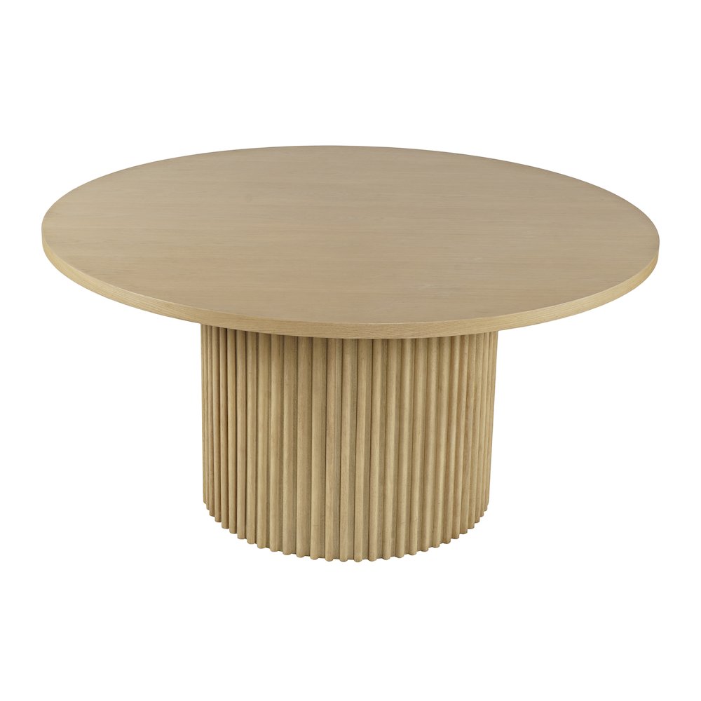 Auden 60" Round Mid-Century Modern Fluted Pedestal Base Dining Table. Picture 2