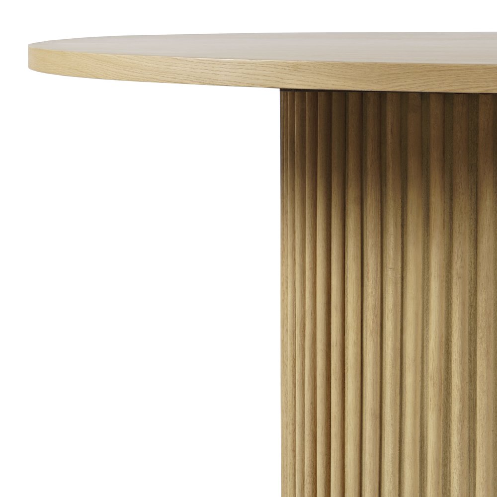 Auden 60" Round Mid-Century Modern Fluted Pedestal Base Dining Table. Picture 3