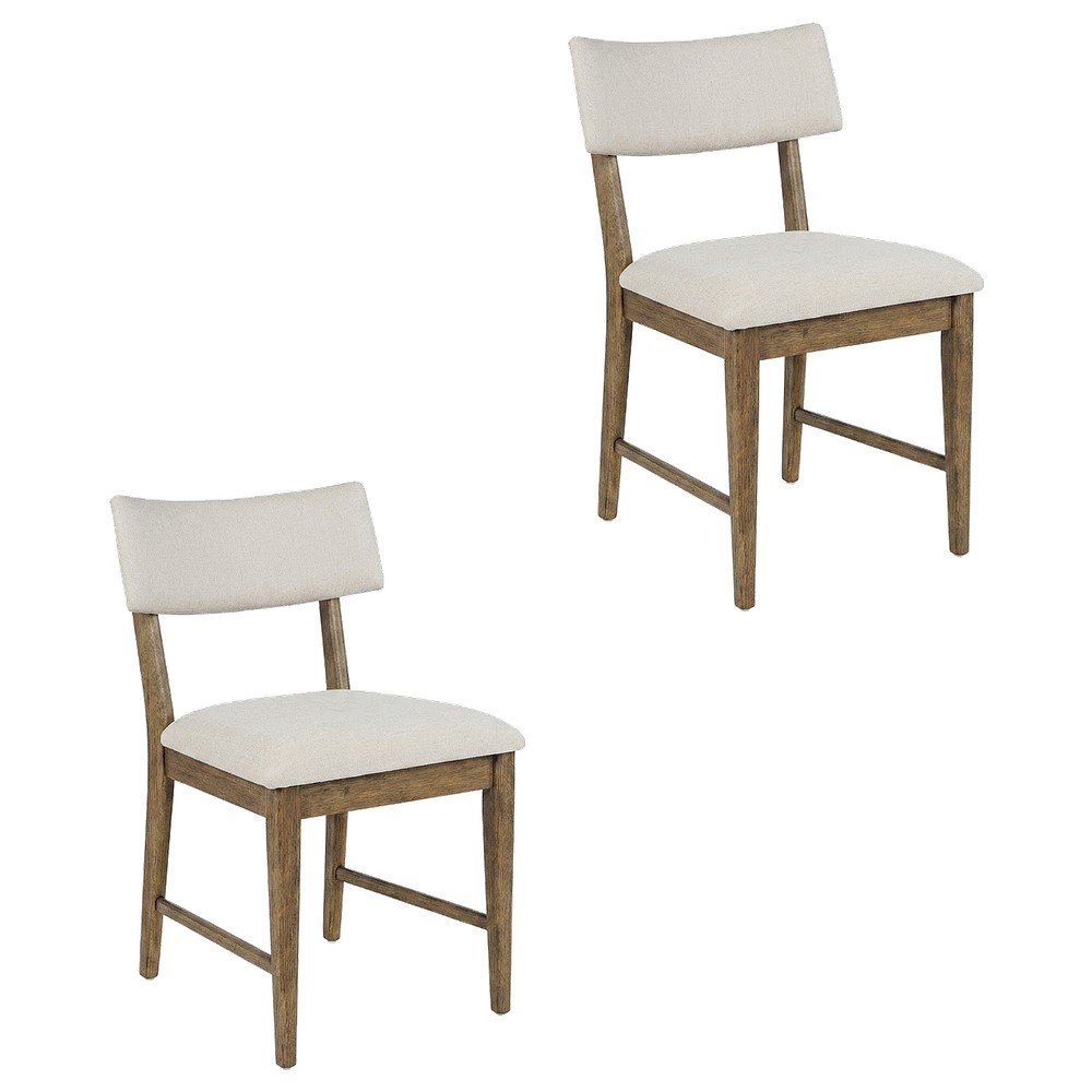 Contemporary Upholstered Split Back Dining Chair, Chestnut, Set of 2. Picture 1